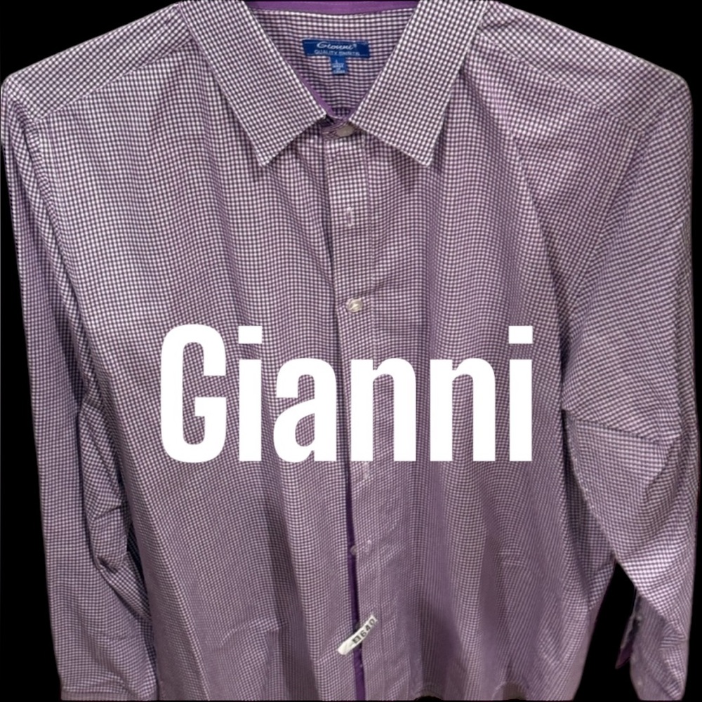 Gionni Men's Purple Checkered Shirt